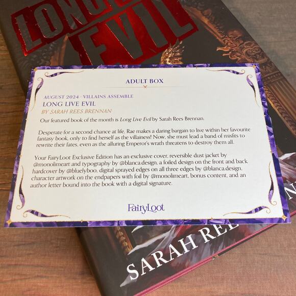 15 Fairyloot Box LONG LIVE EVIL Sarah Rees Brennan Hardcover w/Author Letter - Picture 4 of 4